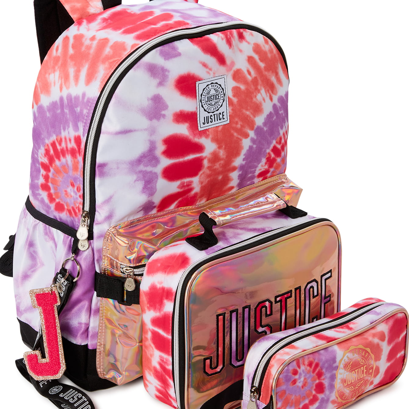 NWT Justice Girls Color changing shaky backpack & Lunch Bag. New  Collection