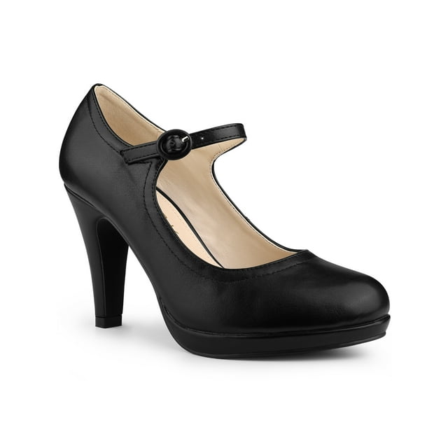 BLISSFUL STEP Sandales à Plateforme à Talon Épais pour Femmes Escarpins Noir 6,5