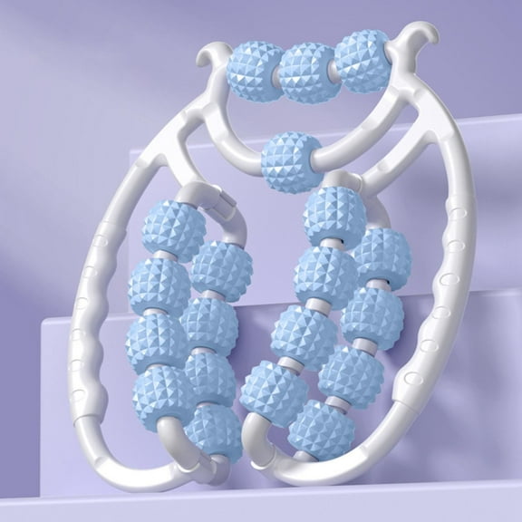 20 Wheel Fascia Relax Roller Massage Roller Muscle Relaxer Roller Handheld Leg Massage Roller Clamp Leg Roller for Arms Neck Blue