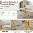 thumbnail image 3 of 5-Piece Dining Table Set, 46.8" Round Modern Faux Marble Table with Stainless Steel Base, 4 PU Upholstered Chairs, Dining Set for Small Space, Apartment Studio, 3 of 7