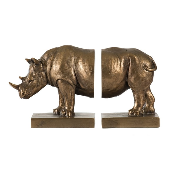 A&B Home Rhinoceroses Bookend - 2-Piece - Copper Finish