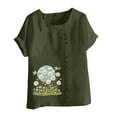 thumbnail image 4 of Yuwull Summer Tops For Women Going Out Tops Women Casual And Linen Ocean Fish Printed Short Sleeve Button Tunic T-Shirt Blouse Cute Tops For Women XXL(2XL), 4 of 4