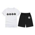 thumbnail image 4 of Kids Cute Summer Outfits Flower Printed Short Sleeve T-Shirt Tops + Shorts Girl 2 Piece Outfits Girls 6-7T Outfits Girls Clothes, 4 of 4