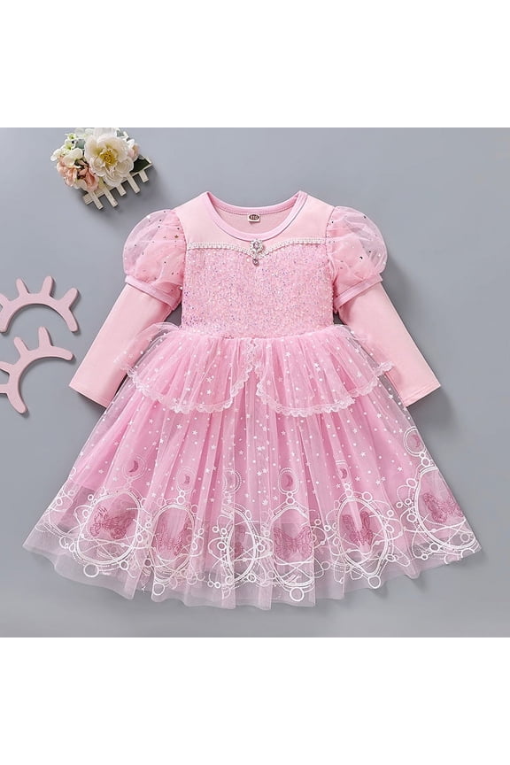 New Frozen Princess Elsa Dress Girls' Autumn Long Sleeve Elsa Dress Children's Dress