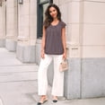 thumbnail image 6 of SUNBS Blouses for Women Lace Tops Pleated Short Sleeve Shirts Summer Business Casual Dressy Clothes, 6 of 6