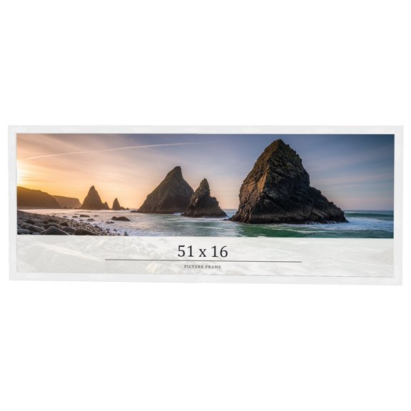 51x16 Frame White Real Wood Picture Frame Width 0.75 inches | Interior Frame Depth 0.5 inches |