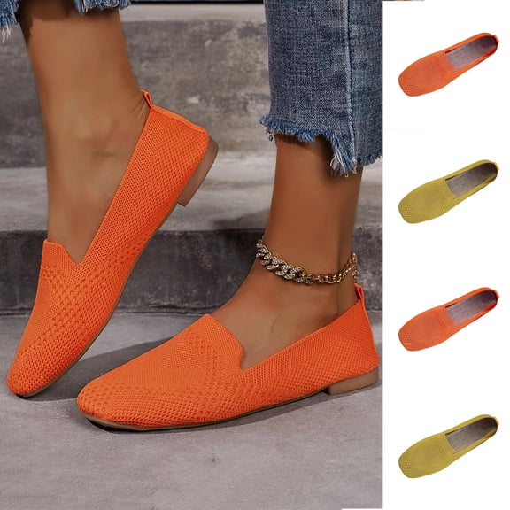 Women's Flats Mesh Slip On Shoes Summer Breathable Loafers Versatile Plus-Size Flats Soft Solid Pointed-Toe Flat Shoes Womens Casual Shoes