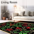 thumbnail image 2 of ODIKA 8'x10' Machine Washable Non-Slip Area Rug, Classic Holly Leaf Scrolls with Berry Clusters Christmas High Traffic Rug, Black, 653433, 2 of 5