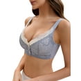 thumbnail image 4 of INSPIRE CHIC Mother's Day Front Closure for Women's Lace Full Coverage V Neck Wirefree Adjustable Straps Soft Bras XL Light Grey, 4 of 4
