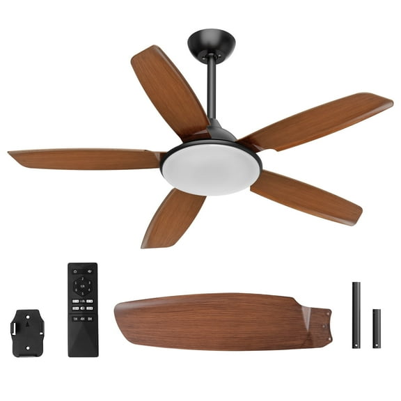 WAA 52-Inch Low Profile Ceiling Fan with Light, Remote, Flush Mount, Indoor, Eclectic
