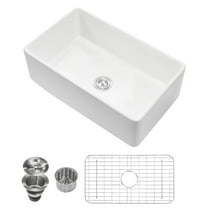 KFFKFF 33.5x20 inch Farmhouse Sink, White Workstation Sink, Fireclay Undermount Basin, Apron Front Single Bowl with Accessories, Spacious Kitchen Sink for Household Use