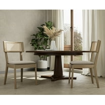 Guyou Classical Wooden Dining Chairs Set of 2, Farmhouse Rattan Cane Back Kitchen Chairs, French Country Side Chairs for Living Room Kitchen Dining Room, Light Brown