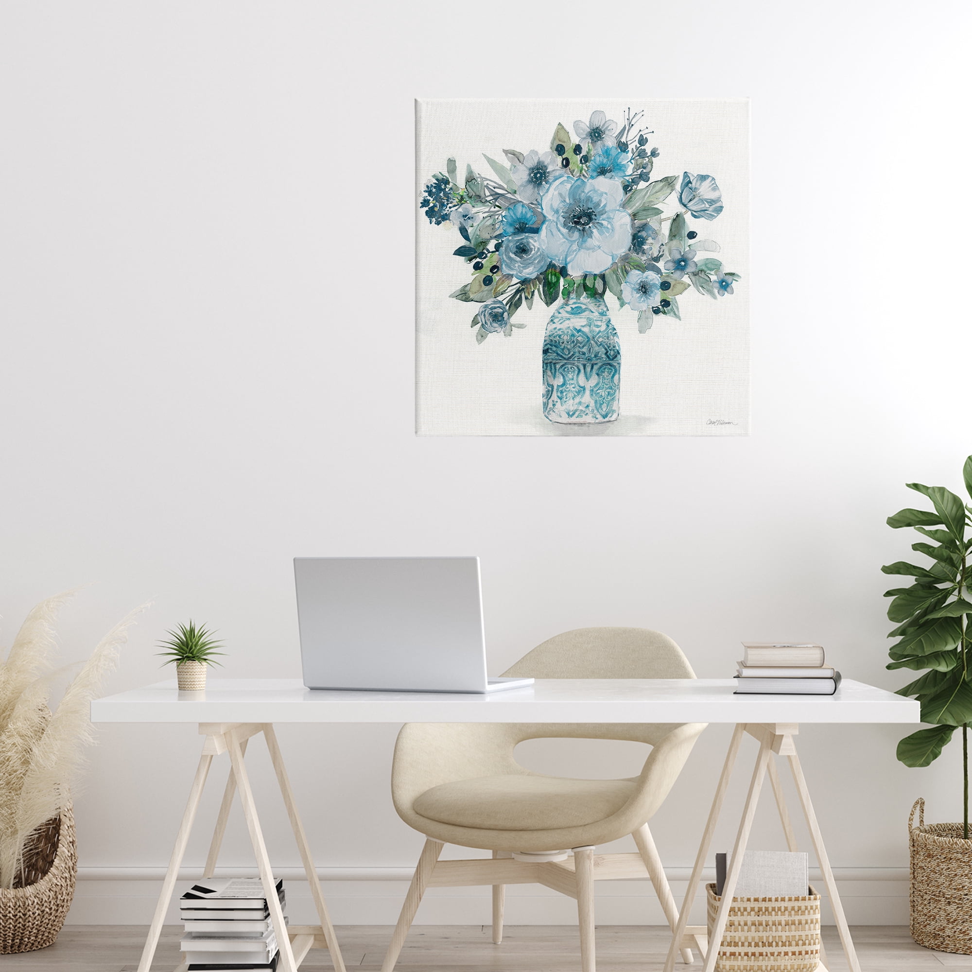 Stupell Industries Pastel Blue Botanical Bouquet Canvas Wall Art, design by Carol Robinson
