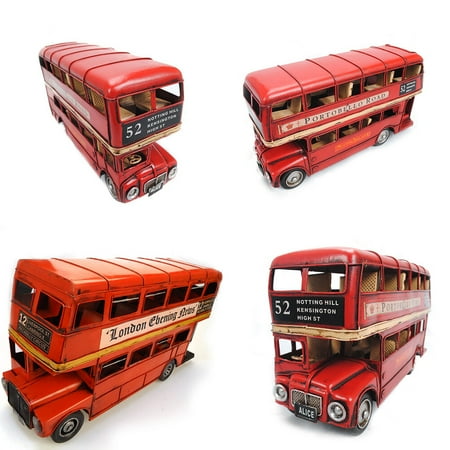 

london bus model Red London Double-decker Bus Model Bus Craft Iron Art Craft Creative Exquisite for Home Decor (Red)