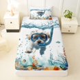 thumbnail image 3 of Homewish Kawaii Curly Puppy Twin Sheets,Jellyfish Seaweed Seashell Bedding,Coastal Theme Decor,3 Pieces,1 Fitted Sheet and 1 Pillowcase, 3 of 6