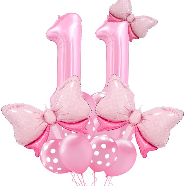 Set de globos rosa número 11 para cumpleaños, 40 pulgadas