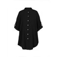 thumbnail image 2 of Plus Size 2024 Summer New Women‘s V-Neck Solid Color Single Row Button Dress Short Sleeve Comfortable Peplum Summer Best Choice QZX, 2 of 7