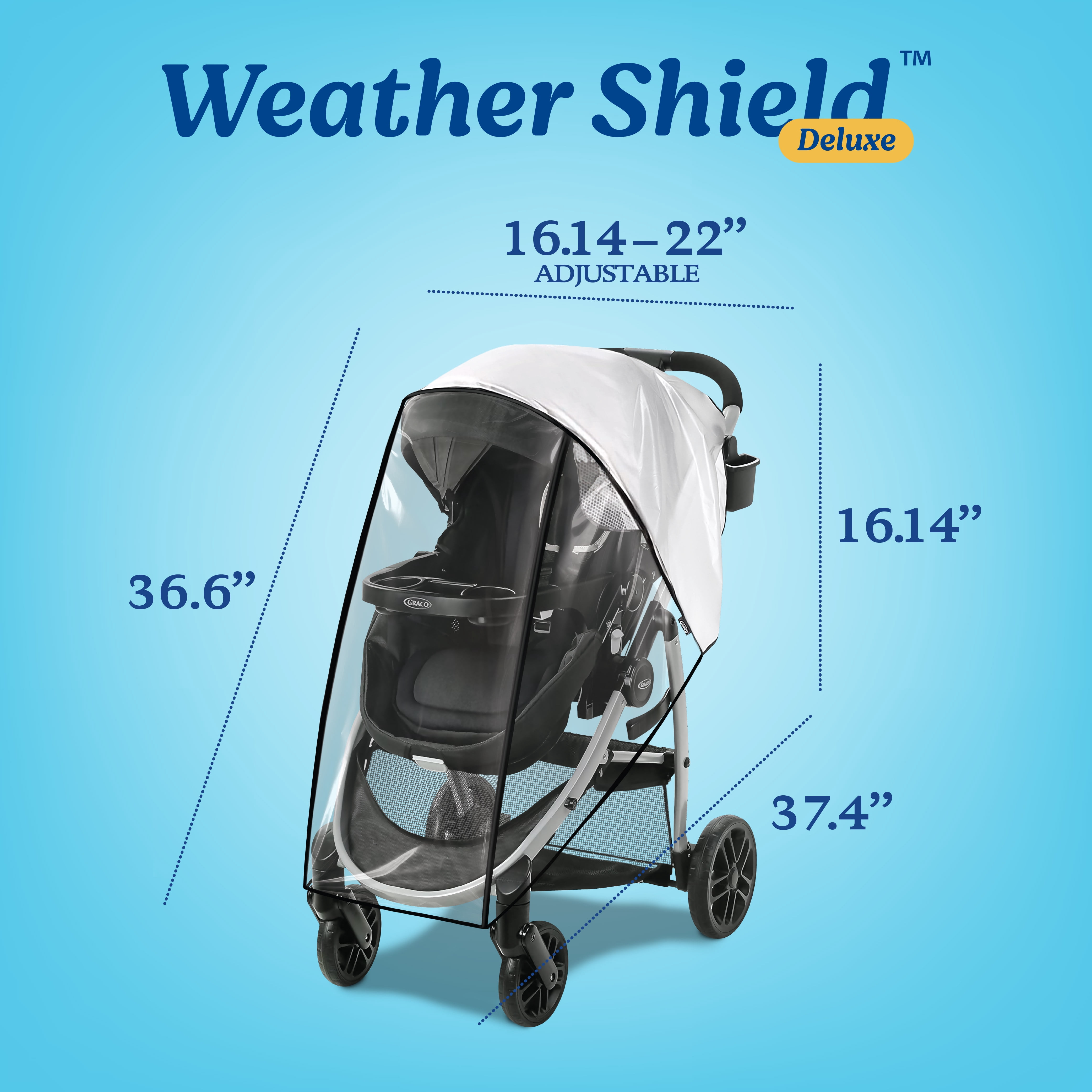 Graco Universal Deluxe Stroller Rain Cover with Zippered Window, Fits most Strollers, Vinyl, Clear