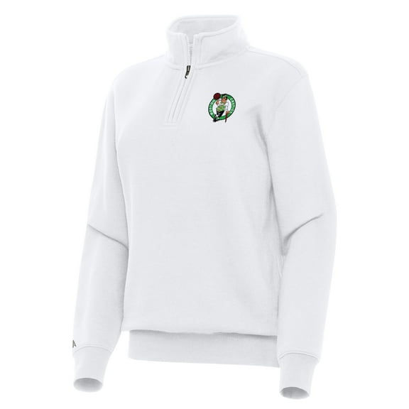 Women's Antigua White Boston Celtics Victory Quarter-Zip Sweatshirt