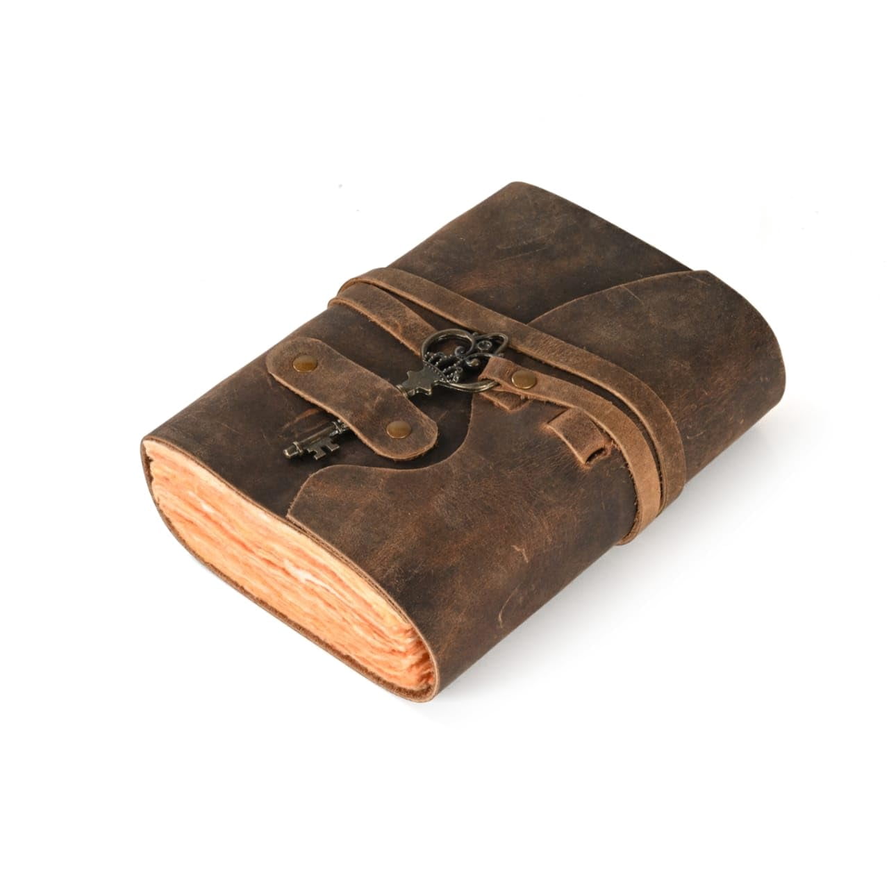 RusticVintage Genuine Buffalo Leather Journal Travel Diary Handmade Vintage Bound Notebook for Men & Women Antique Key Quality Unlined Antique White Paper Perfect for Notes, Art Sketchbook 6x4 Inches