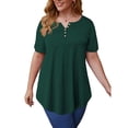 thumbnail image 3 of Auroural Womens Clothes Women's Plus Size Tunic Tops Solid T Shirt Floral Casual Short Sleeve Blouse, 3 of 6