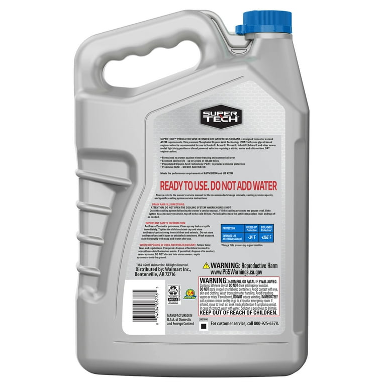Super Tech Antifreeze Coolant 50/50 Prediluted Extended Life for