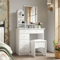 thumbnail image 3 of KULAGAGA Vanity Table Set with Mirror, Makeup Table with 3 Storage Shelves & 5 Drawers, Dressing Vanity Tables with , Dresser Desk for Girls, Women, White, 3 of 7