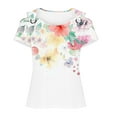 thumbnail image 5 of iHengLiXing Plus Size Womens Tops Dressy Casual Women's New Short-sleeved Off-the-shoulder Cutout Casual Printed Top Multicolor M, 5 of 5