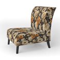 thumbnail image 3 of Designart "Fall Floral Cottage II" Brown Flower Pattern Upholstered Accent Chair - Cottage Arm Chair For Living Room, 3 of 7