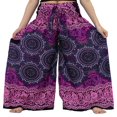 thumbnail image 1 of Femmes Boho Beach Pants Femme Taille Haute Décontracté Évasé Jambe Large Droite Impression Pantalon de Plage, 1 of 7