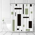 thumbnail image 4 of Modern Geometric Shower Curtain Sage Green Black Abstract Mid Century Boho Aesthetic Minimalist Fashion Fabric Bathroom Curtain Set with Hooks(70" WX70 H), 4 of 4