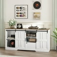 thumbnail image 6 of TV Stand for 65 Inch TV, Mid-Century Modern Sliding Barn Door Entertainment Center With Storage Cabinets, TV Console Table, White/Oak, 6 of 7