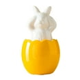 thumbnail image 2 of Pink Ceramic Easter Bunny Ornament,Hand-Painted Egg Shell Shaped Decor with Floppy Ears for Mantel Display and Spring Themed Gift(Yellow), 2 of 7