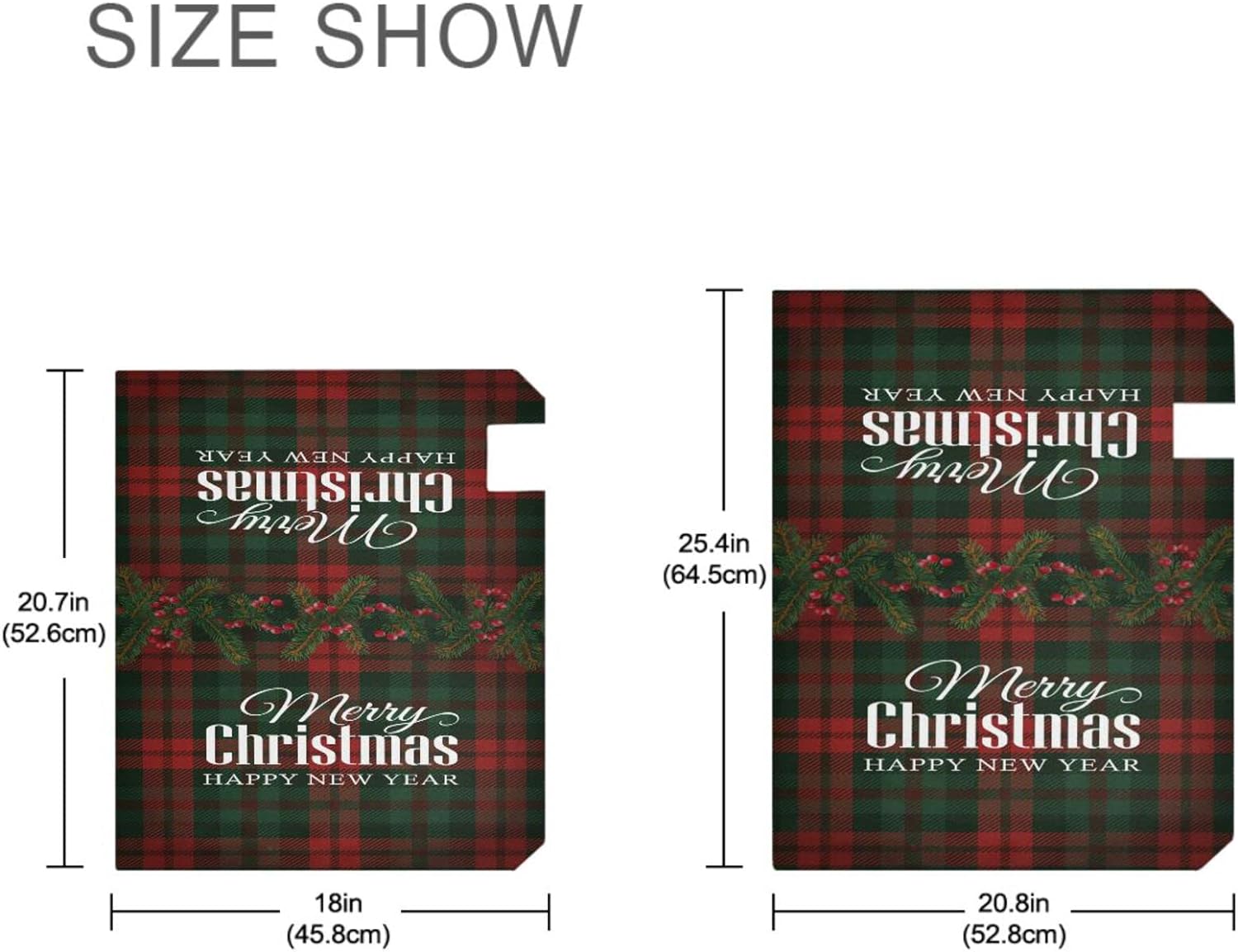 Christmas Holly Berry Mailbox Cover Buffalo Check Plaid Mailbox Covers Magnetic Large Oversized 21"X25.5" Mailbox Wraps Post Letter Box Cover Garden Decorations