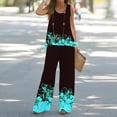 thumbnail image 2 of Mikilon Ensemble Stylé pour Femme 2 Pcs Décontracté Ample Imprimé Camisole Pantalon Long Sans Manches Col Rond Haut/chemise Ensemble Vert Menthe m, 2 of 5