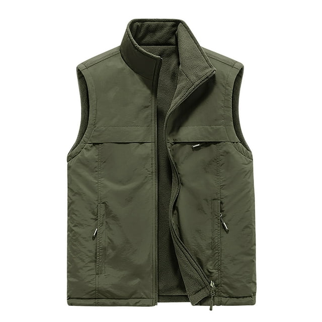 Penkiiy Men's Casual Lightweight Outdoor Work Safari Fishing Travel Photo Vest Multi Pockets XL Army Green