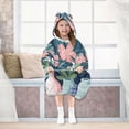 thumbnail image 7 of FORMRS Wearable Blanket Hoodie with Sleeves for Kids Cozy Flannel Sweatshirt, Pink Flowers, 7 of 7