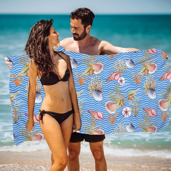 Fwttom Fine Fiber Beach Towel Light Bath Towel Sand Beach Blanket Travel Swimming Pool Multifunctional Towel 28x60 Inches, Camping Essentials and Beach Essentials