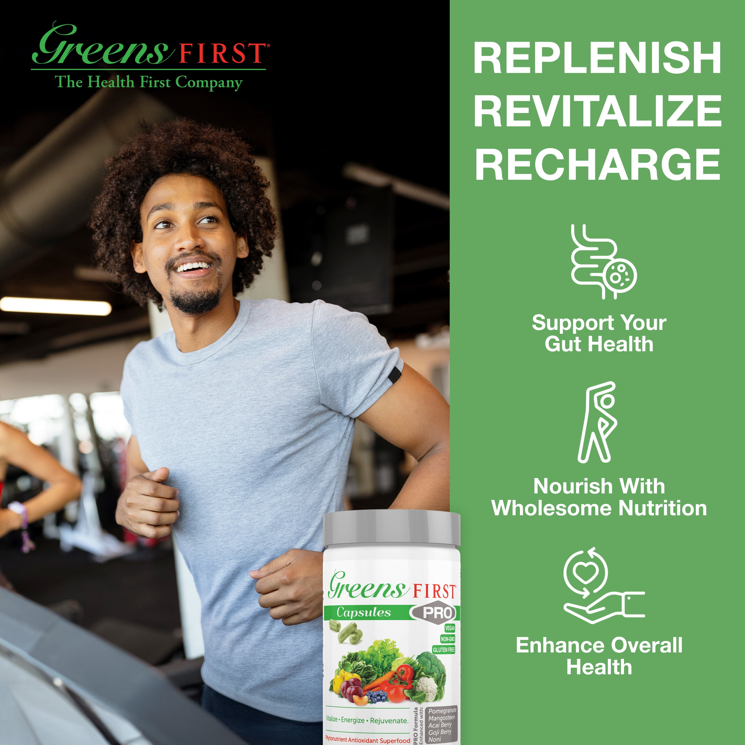 Greens First Phytonutrient Capsules - 49 Antioxidant-Rich Superfoods with Organic Fruits & Veggies, Prebiotics, Probiotics, and Digestive Enzymes - 180 Capsules