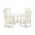 thumbnail image 2 of East West Furniture HBCL5-LWH-W 5 Piece Kitchen Dining Table Set - Linen White Breakfast Table and 4 Linen White Kitchen & Dining Room Chairs with Double X-Back - Linen White Finish, 2 of 9