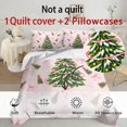 thumbnail image 4 of Yspwyqan Pink Christmas Tree Queen Size Comforter Set, 3 Piece Soft Bedding Set with 1 Comforter 2 Pillow Shams for Winter Holiday Girls Bedroom Decor, 4 of 7