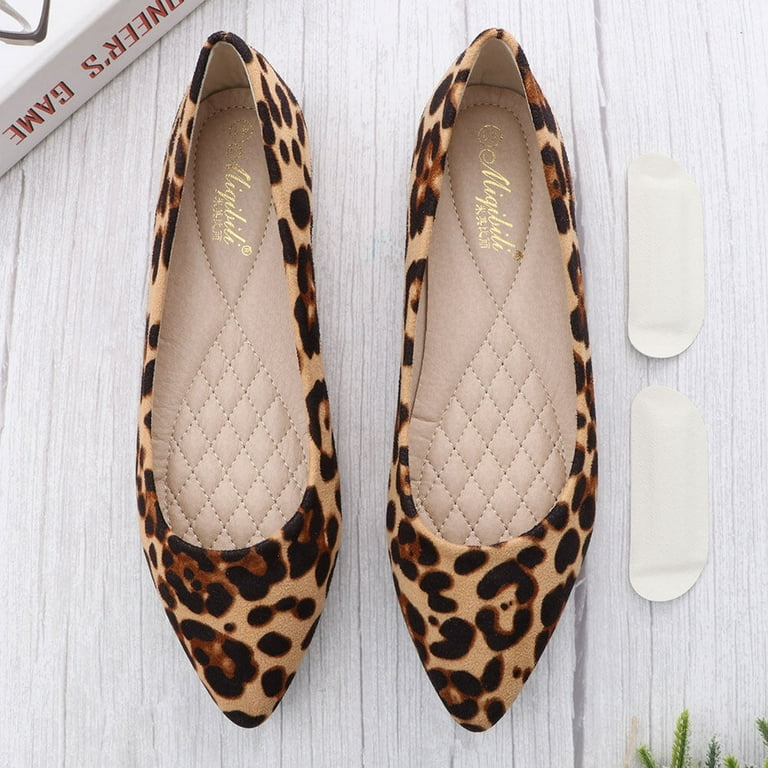 Shoes Leopard Flat Lady Heeled Flats Pointed Toe S Pointy Ballet Suede Nude  Loafers Dress Casual Office 