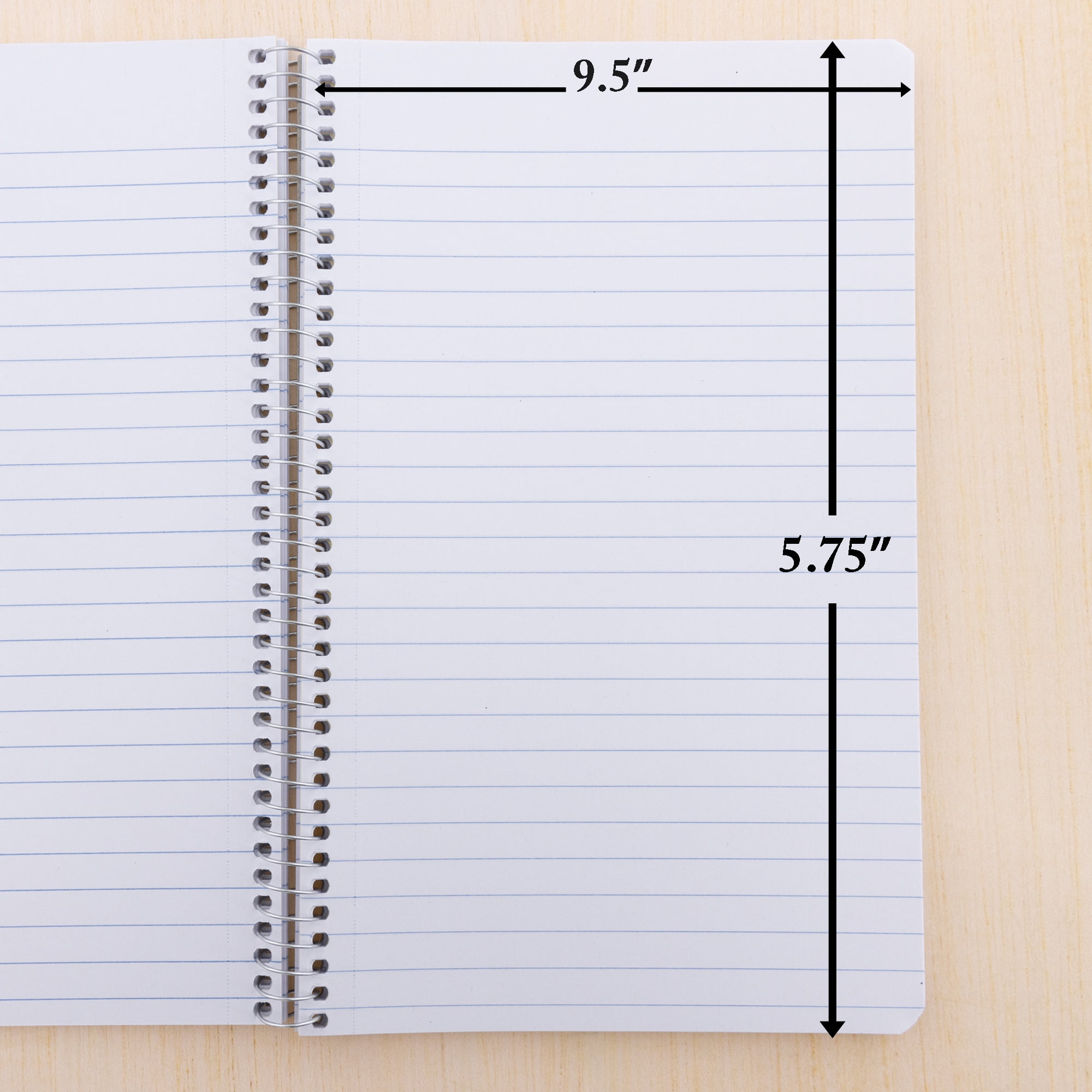 BAZIC Wide Ruled 3 Subject Spiral Notebooks 120 Sheets 9.5"x5.75", 6-Pack