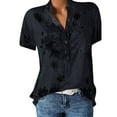 thumbnail image 2 of JAWAFANGE Flower Tshirts Shirts for Women Extra Long Short Sleeve T Shirts Women Printing Pocket Plus Size Short Sleeve Blouse Easy Top Shirt Secret Santa Gifts for Women, 2 of 9