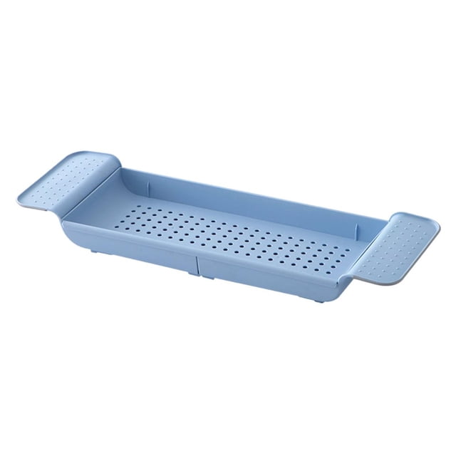 Expandable Bath Shelf Tub Tray Adjustable Length Bathtub Organizer Tray with Drain Hole Towel Rack for Pink