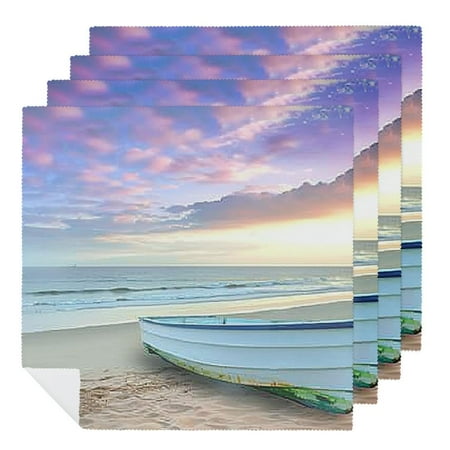 

Facannap Boat Beach Ocean Cloth Napkins Set of 6 Hotel Home Banquet Atmosphere Embellishment Polyester Home Decor Reusable 6 PCS