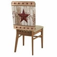 thumbnail image 2 of Western Texas Star Dining Chair Back Cover Only, Vintage Red Star Berry Brown White Wood Grain Set of 8 Chair Back Covers, Removable Washable for Dining Room, Banquet & Holiday Decoration, 2 of 9