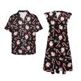 thumbnail image 4 of Garronmavis Santa Claus Matching Outfits for Couples Christmas Candy Canes Husban and Wife Clothing Men's Button Down Shirt Size L Hawaiian Tops and Womens Short Sleeve Beach Dress, 4 of 6
