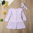 thumbnail image 2 of Kids Toddler Baby Girl Long Sleeve Button Down Knitted Sweater Dress with Headband Outfit Set, 2 of 7