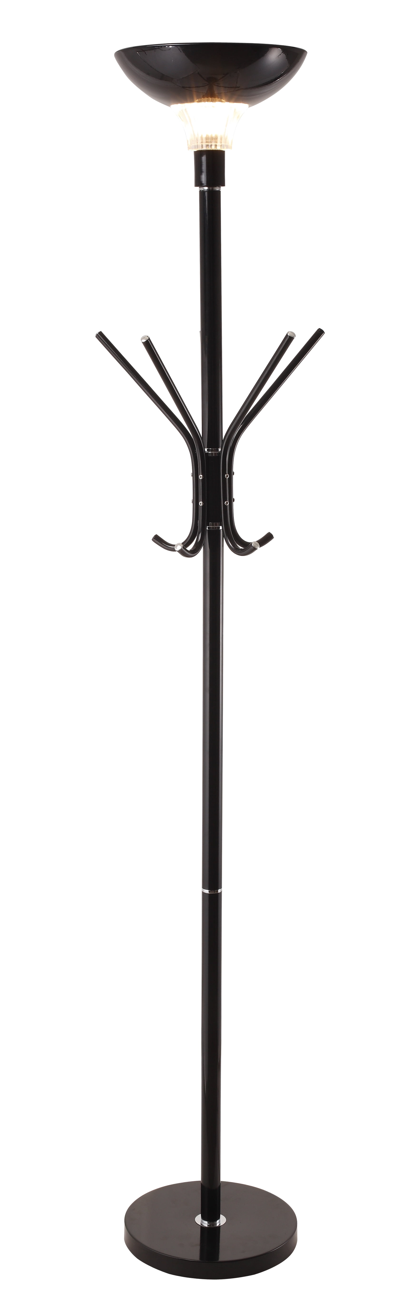 1PerfectChoice Selma Torchiere 72"H Floor Lamp Lighting Rotating Coat Rack Hanger Metal Black